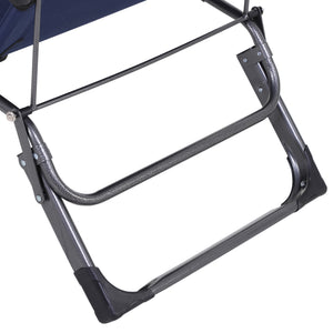 English Elm Tanning Chair with Adjustable 120°–180° Recline, Folding Lightweight Metal Frame, Pillow & Pocket - Portable Outdoor Lounge for Pool, Beach, Camping, Up to 330 lb capacity Navy W2225142469