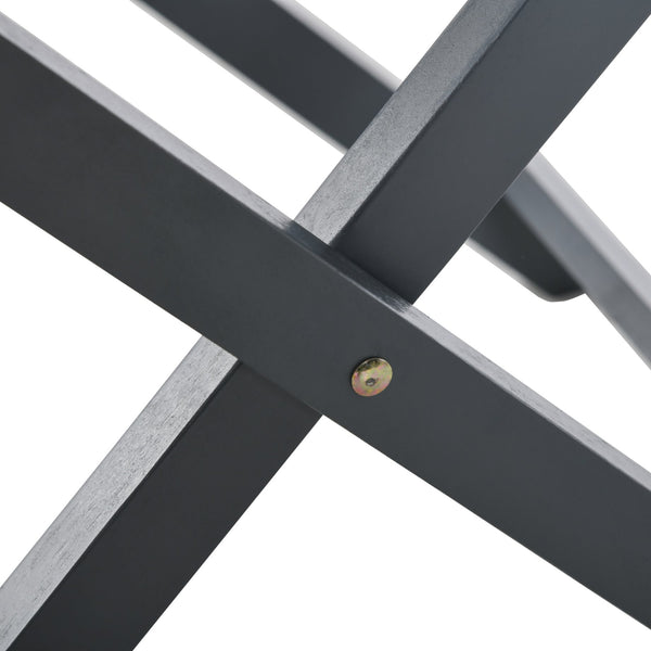 English Elm 3-Piece Folding Adirondack set with Ottoman & Side Table, Rustic Gray Wood, High-Back Comfort for Patio W2225142506