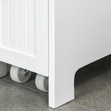 Kleankin Slim Bathroom Cabinet, Freestanding Storage with Toilet Paper Holder, Towel Rack, Wheels, White, 7x20.5x24.75