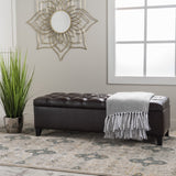 Christopher Knight Home® - Noble House - Ottilie Contemporary Button-Tufted Storage Ottoman Bench, Brown and Dark Brown