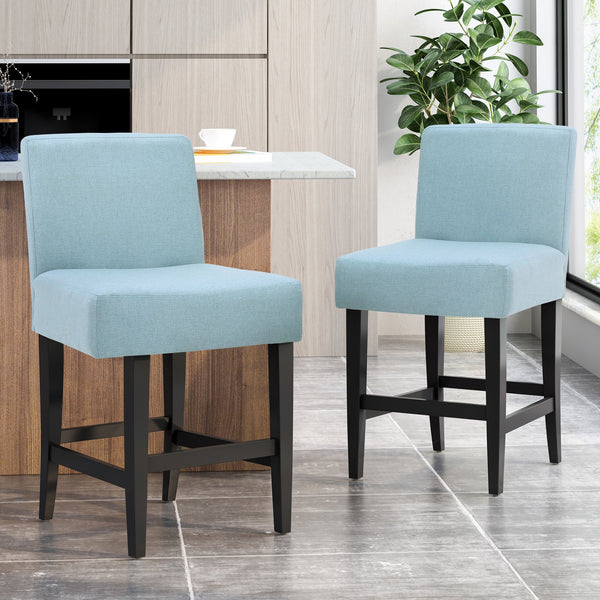 English Elm Christopher Knight Home® - ZUMA Plush Fabric Counter Stool with Breathable Upholstery, Thick Padded Support and Easy Care Finish Light Blue 73723.00FLBLU