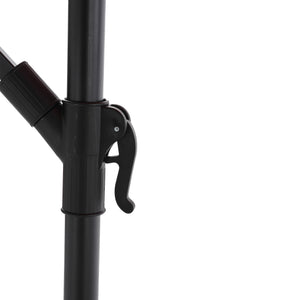 English Elm 10ft Solar LED Offset Hanging Market Patio Umbrella with 40 Lights, Crank Tilt, Wind Vent & Steel Pole Dark Blue W640P234516