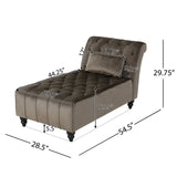 Christopher Knight Home® - Noble House - Rubie Modern Glam Tufted Velvet Chaise Lounge with Scrolled Backrest