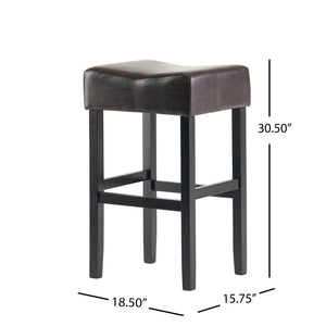 English Elm Christopher Knight Home® - [ OLD HM: 74511.00] 30" Bonded Leather Backless Bar Stool Set of 2, Brown — Slim Space-Saving Design, Rubberwood Legs WF530928BRN
