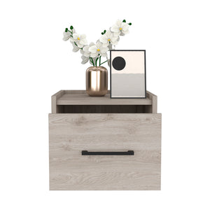 English Elm Floating Nightstand Calion Wall-Mounted Drawer Shelf, Light Gray Engineered Wood, Space-Saving Design B092142802