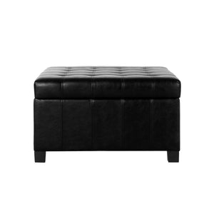 English Elm Christopher Knight Home® - ISABELLA Ottoman with Faux Leather Button-Tufted Top, Hidden Storage & Soft-Close Hinges for Home Comfort Black 74567.00MDNT