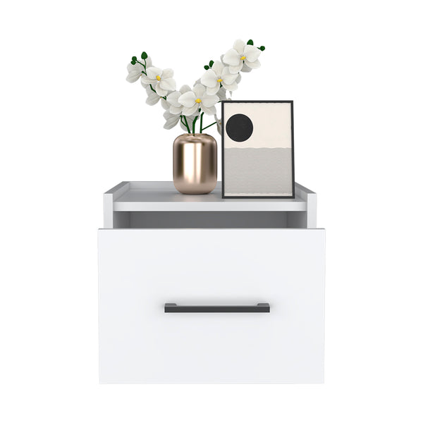 English Elm Floating Nightstand Calion Wall-Mounted White Drawer Nightstand Space-Saving Engineered Wood 17x16x5 B092142858