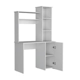 White Computer Desk with Hutch and Storage Cabinet, Spacious Work Area, 17.7 x 38.7 x 64.2