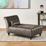 Christopher Knight Home® Rubie Modern Glam Tufted Velvet Chaise Lounge with Scrolled Backrest