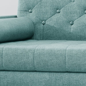 English Elm Club Chair Tufted Accent Seat with Bolster Pillows and Gold Splayed Legs for Living Room 63050.00BLU