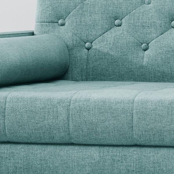 English Elm Club Chair Tufted Accent Seat with Bolster Pillows and Gold Splayed Legs for Living Room 63050.00BLU