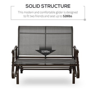 English Elm 2-Person Outdoor Glider Bench with Breathable Mesh Seats, Powder-Coated Steel Frame, 528 lb Capacity W2225142508