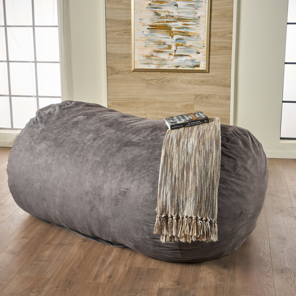 English Elm Christopher Knight Home® - Asher Charcoal Microfiber Suede 6.5ft Cylinder Bean Bag Cover – Soft, Removable, Childproof Zipper 37957.00SKIN