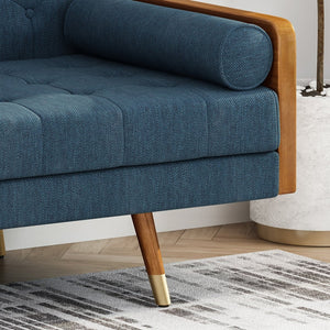 English Elm Aidan Tufted Fabric Sofa with Diamond Stitching and Gold Tipped Rubberwood Legs Navy Blue 61688.00NBLU