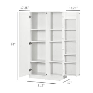 English Elm 63" Kitchen Pantry Storage Cabinet White — 14-Tier Freestanding Cupboard with Adjustable Shelves, Anti-Tip Safety, Versatile Room Storage W2225S00028