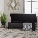 Christopher Knight Home® - Noble House - Ottilie Contemporary Button-Tufted Storage Ottoman Bench, Brown and Dark Brown