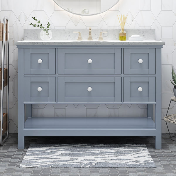 English Elm Christopher Knight Home® - 48'' Handcrafted Gray Bathroom Vanity Cabinet With Soft-Close Drawers And Stylish Storage Solutions 65590.00GRY