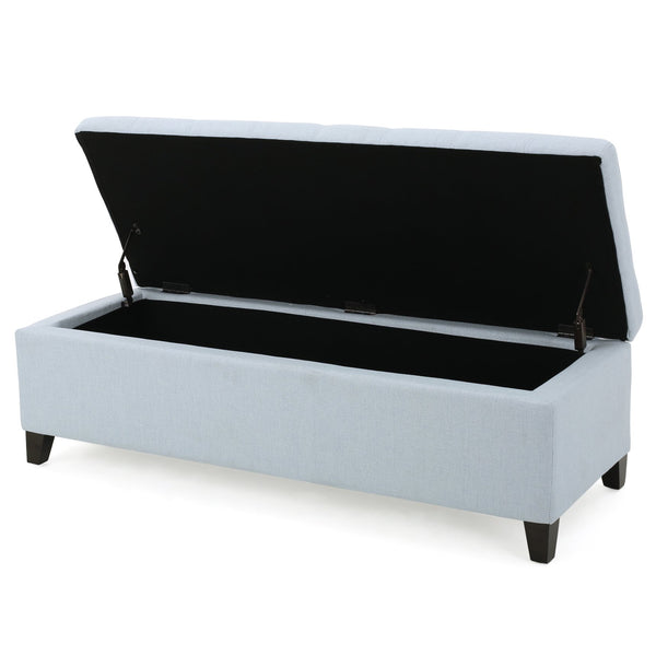 English Elm Christopher Knight Home® - Upholstered Storage Ottoman Bench with Flip-Top Compartment for Extra Seating, Footrest, Durable Elegance Light Blue 68087.00LSKY
