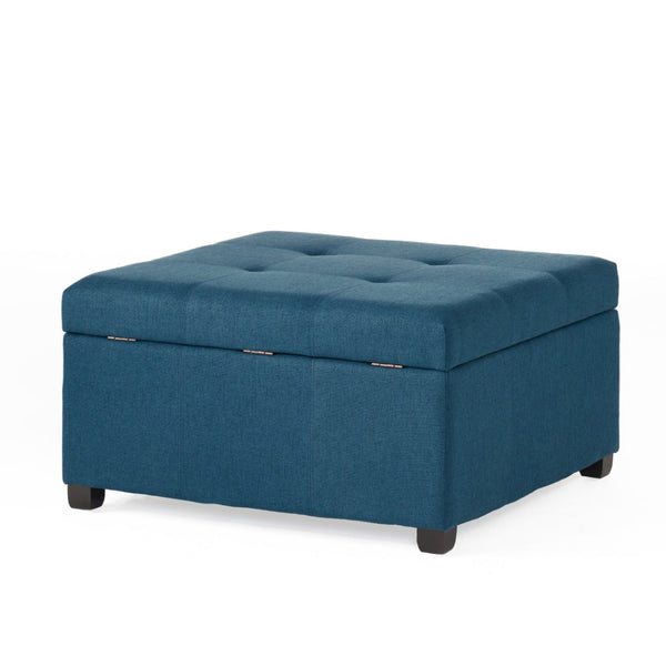 English Elm Carlsbad Tufted Waffle Lid Square Ottoman with Birch Legs for Living Room Storage 73426.00FDBL