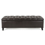 Christopher Knight Home® - Noble House - Ottilie Contemporary Button-Tufted Storage Ottoman Bench, Brown and Dark Brown