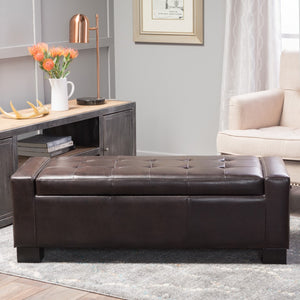 Christopher Knight Home® - Noble House - Guernsey Contemporary Tufted Bonded Leather Storage Ottoman Bench