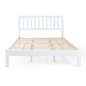 English Elm Christopher Knight Home® - Acacia Solid Wood Queen Platform Bed Frame with Headboard in White — Low Profile, Durable Slats Support 72150.00WHI-Q