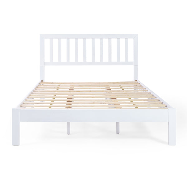 English Elm Christopher Knight Home® - Acacia Solid Wood Queen Platform Bed Frame with Headboard in White — Low Profile, Durable Slats Support 72150.00WHI-Q