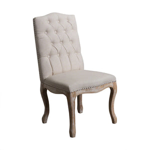 English Elm Christopher Knight Home® - DINING Button-Tufted Beige Fabric Chairs Set of 2 with Nailhead Accents & Weathered Wood Legs - Elegant 63229.00BGE
