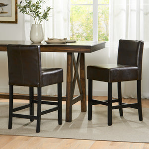 English Elm Christopher Knight Home® - Set of 2 26" Portman Bonded Leather Counter Height Barstool Brown — Stylish, Durable Seating Solution 73724.00
