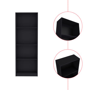 English Elm Bookcase Benzoni Engineered Wood Black – Four-Tier Office Storage, Space-Saving Shelves, Timeless Design (96) B092142811