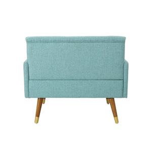 English Elm Club Chair Tufted Accent Seat with Bolster Pillows and Gold Splayed Legs for Living Room 63050.00BLU
