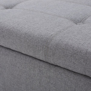 English Elm Storage Ottoman Bench with Lift Top Grey Upholstered Rolled Arm Traditional Style 74491.00GRY