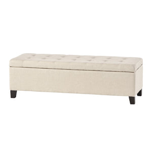 English Elm Storage Ottoman Bench with Button Tufted Waffle Lid for Bedroom or Living Room 68087.00DBGELNN