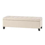 Christopher Knight Home® - Noble House - Mission Beige Tufted Fabric Storage Ottoman Bench