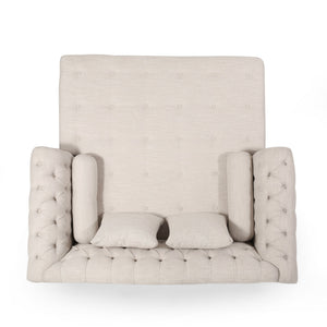 English Elm Christopher Knight Home® - Loveseat Chaise Lounge Replacement Seat - Elegant Beige Upholstery With Classic Detailing & Pillows 68105.00AFBGE