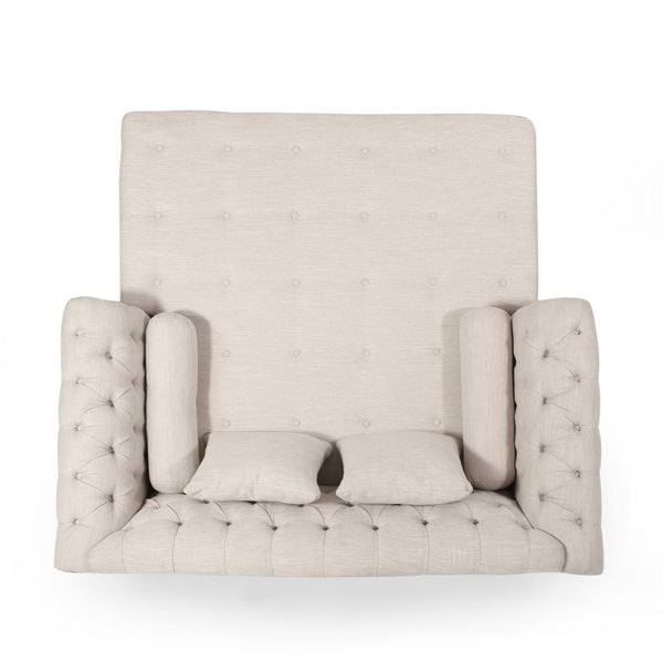English Elm Christopher Knight Home® - Loveseat Chaise Lounge Replacement Seat - Elegant Beige Upholstery With Classic Detailing & Pillows 68105.00AFBGE