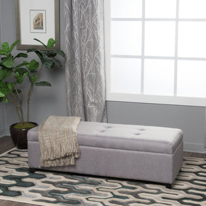 English Elm Christopher Knight Home® - BRENTWOOD Light Grey Tufted Storage Ottoman Bench with Pillow-Soft Cushioning and Hidden Interior 69073.00FLGRY