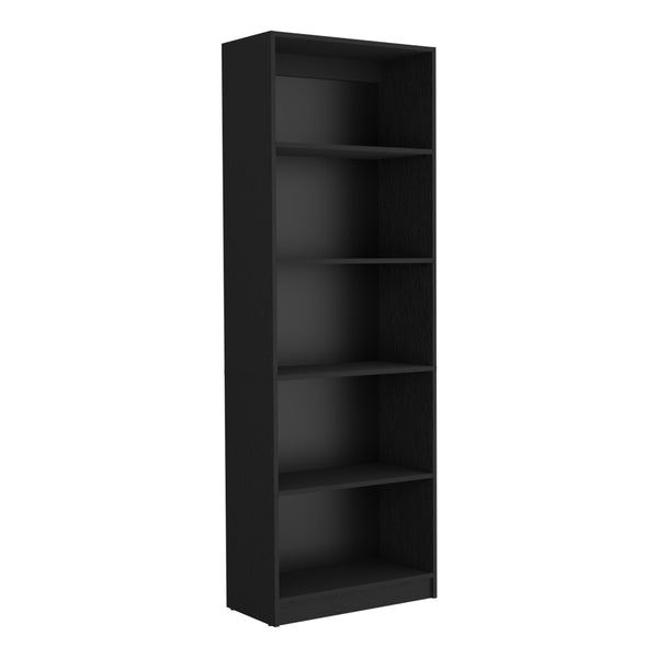English Elm Bookcase Benzoni 4-Shelf Black Engineered Wood Space-Savvy Office Organizer with Extra Storage B092142812