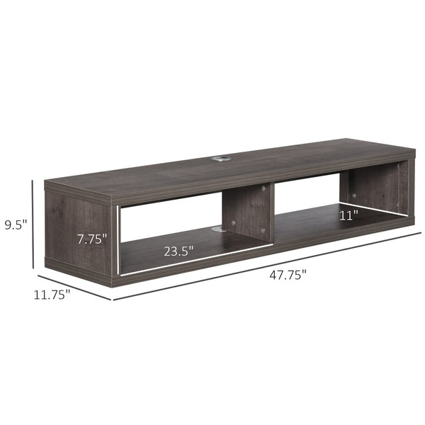 English Elm Wall Mounted Floating Media Console Shelf with Open Storage for Modern Living Spaces W2225142649