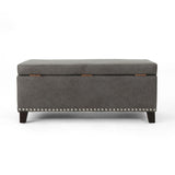 Christopher Knight Home® - Noble House - Caren Contemporary Microfiber Storage Ottoman with Nailhead Trim