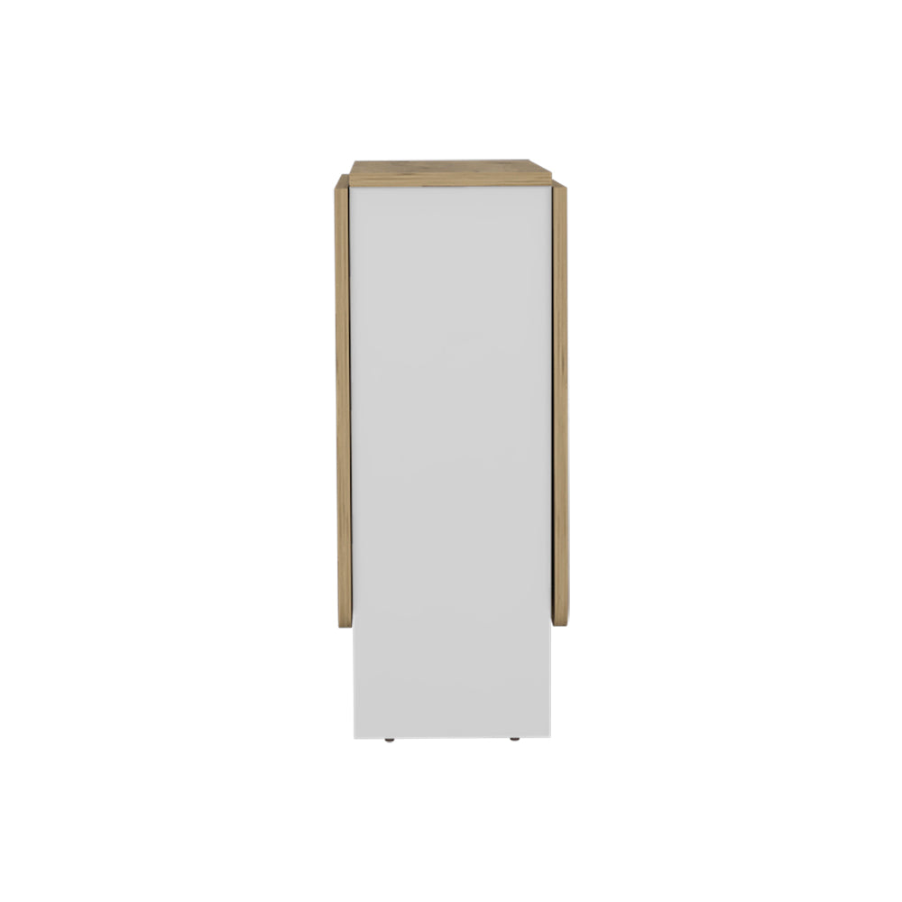 English Elm Folding Dining Table Evart — Space-Saving White/Macadamia Engineered Wood, Sturdy 22lb Capacity, Versatile Use B092142800