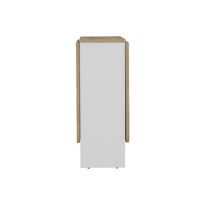 English Elm Folding Dining Table Evart — Space-Saving White/Macadamia Engineered Wood, Sturdy 22lb Capacity, Versatile Use B092142800