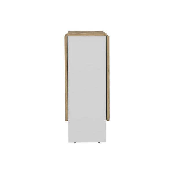 English Elm Folding Dining Table Evart — Space-Saving White/Macadamia Engineered Wood, Sturdy 22lb Capacity, Versatile Use B092142800