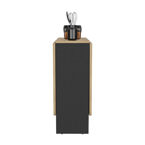 English Elm Folding Dining Table Evart Black/Macadamia – Space-Saving Engineered Wood, Sturdy 22lb Capacity, Multiuse B092142799