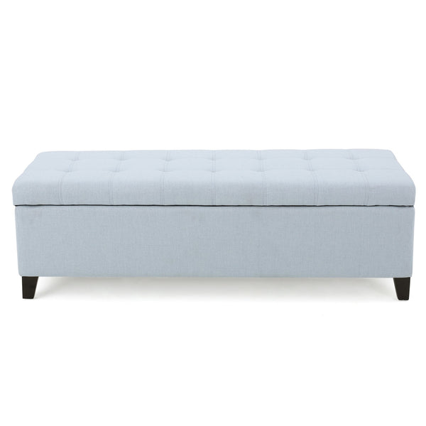 English Elm Christopher Knight Home® - Upholstered Storage Ottoman Bench with Flip-Top Compartment for Extra Seating, Footrest, Durable Elegance Light Blue 68087.00LSKY