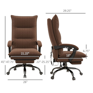 English Elm Executive Massage Office Chair with 4-Point Vibration, Heated Lumbar, Recline to 135°, PU Leather Comfort Brown W2225142672