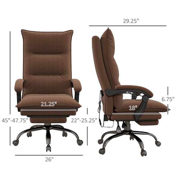 English Elm Executive Massage Office Chair with 4-Point Vibration, Heated Lumbar, Recline to 135°, PU Leather Comfort Brown W2225142672