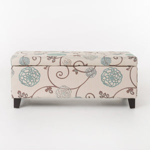 English Elm Storage Ottoman Upholstered Bench with Hidden Compartment for Living Room Seating 67218.00WBLU