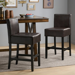 English Elm Christopher Knight Home® - Set of 2 26" Portman Bonded Leather Counter Height Barstool Brown — Stylish, Durable Seating Solution 73724.00