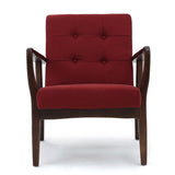 Christopher Knight Home® - Noble House - - Deep Red Fabric Mid Century Modern Club Chair